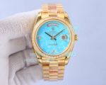 High Replica Rolex Day-Date Yellow Gold Watch Ice Blue Dial 41mm